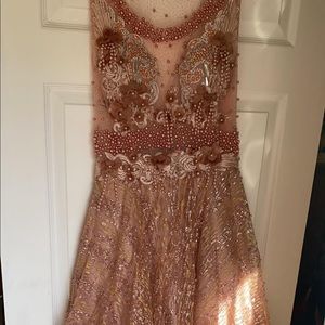 Champagne pink half up half long dress